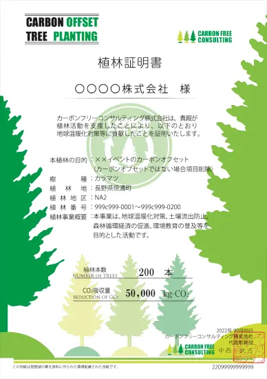 カーボンオフセット証明書